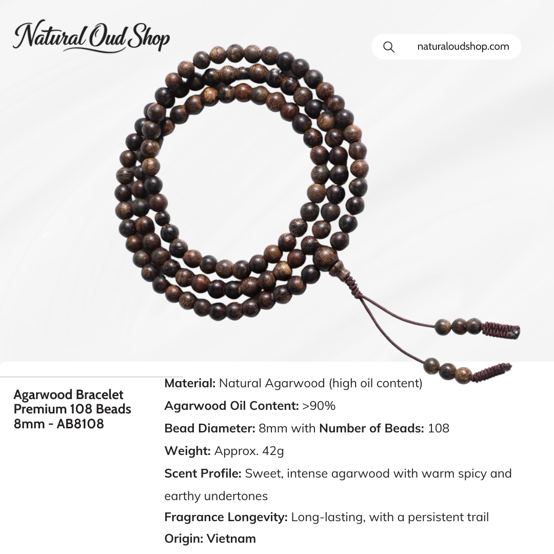 Agarwood Bracelet Premium 108 Beads 8mm (pcs) - AB8108