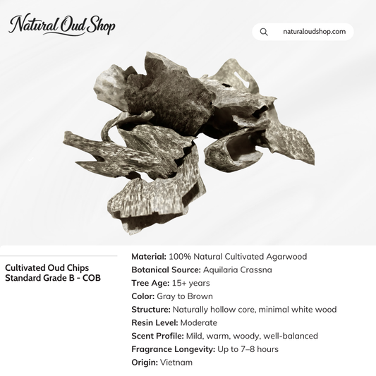 Cultivated Oud Chips Standard Grade B - COB (100g / 200g/ 500g)