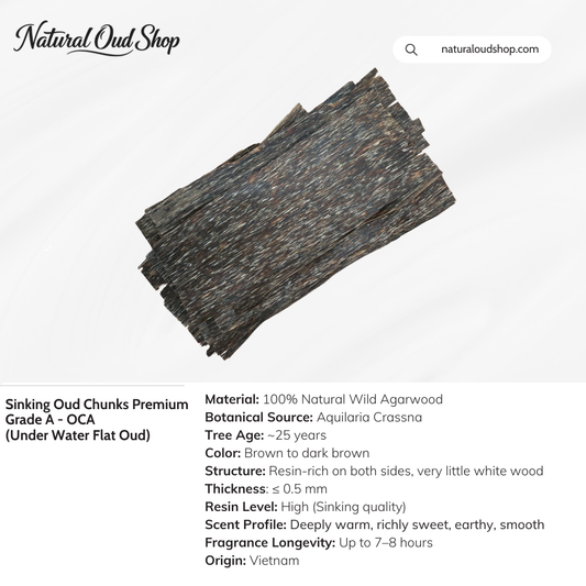 Sinking Oud Chunks Premium Grade A - OCA (100g / 200g/ 500g)