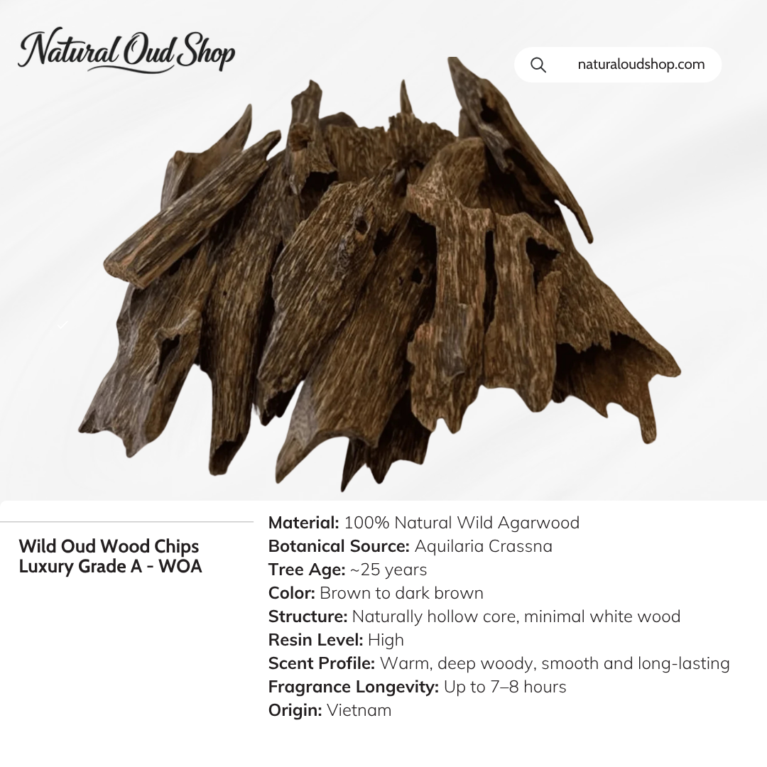 Wild Oud Wood  Chips Luxury Grade A  - WOA (100g / 200g/ 500g)